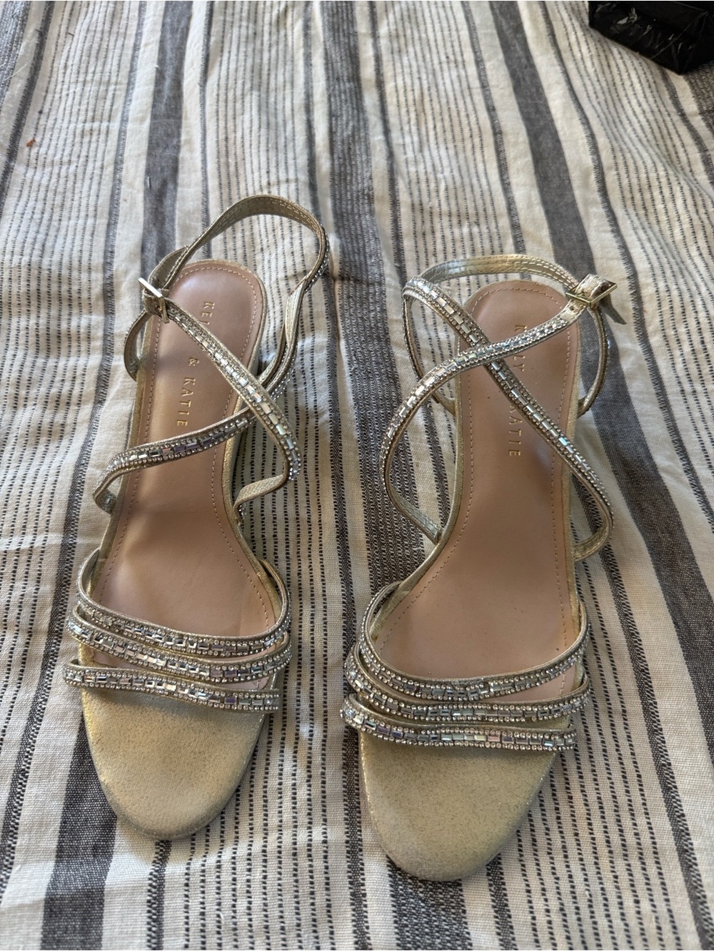 Kelly & Katie Gold Crystal Strappy Heels